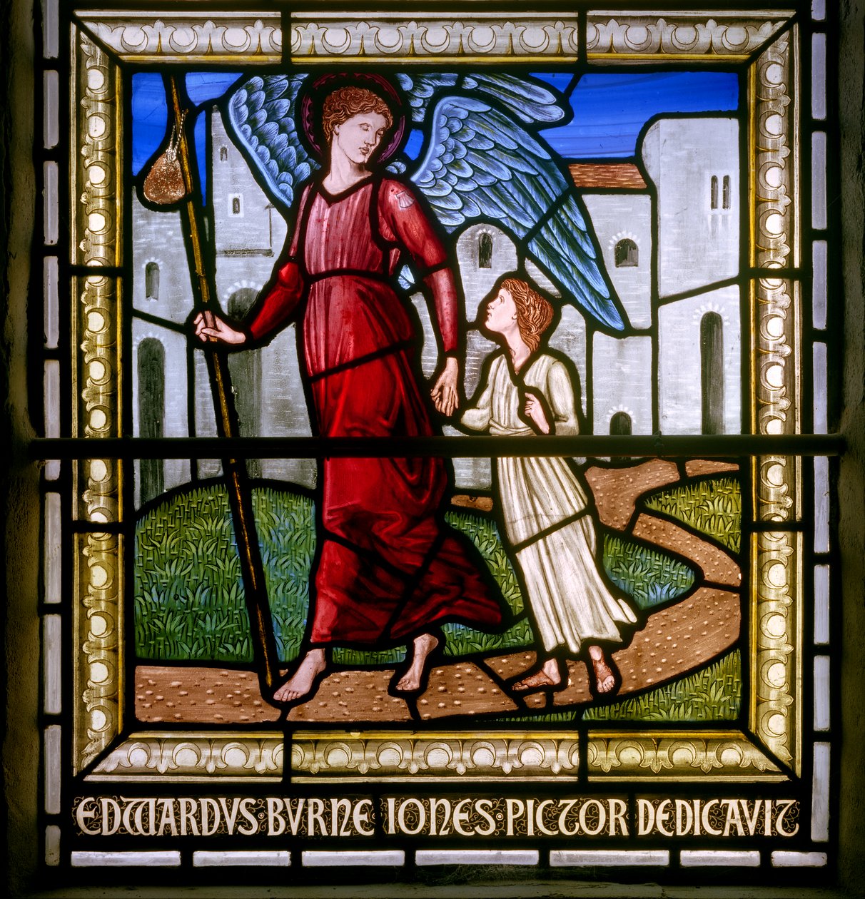 Rottingdean, St Margaret, Morris & Co., Edward Burne-Jones, őrangyal, 1893 alkotó: Edward Burne Jones