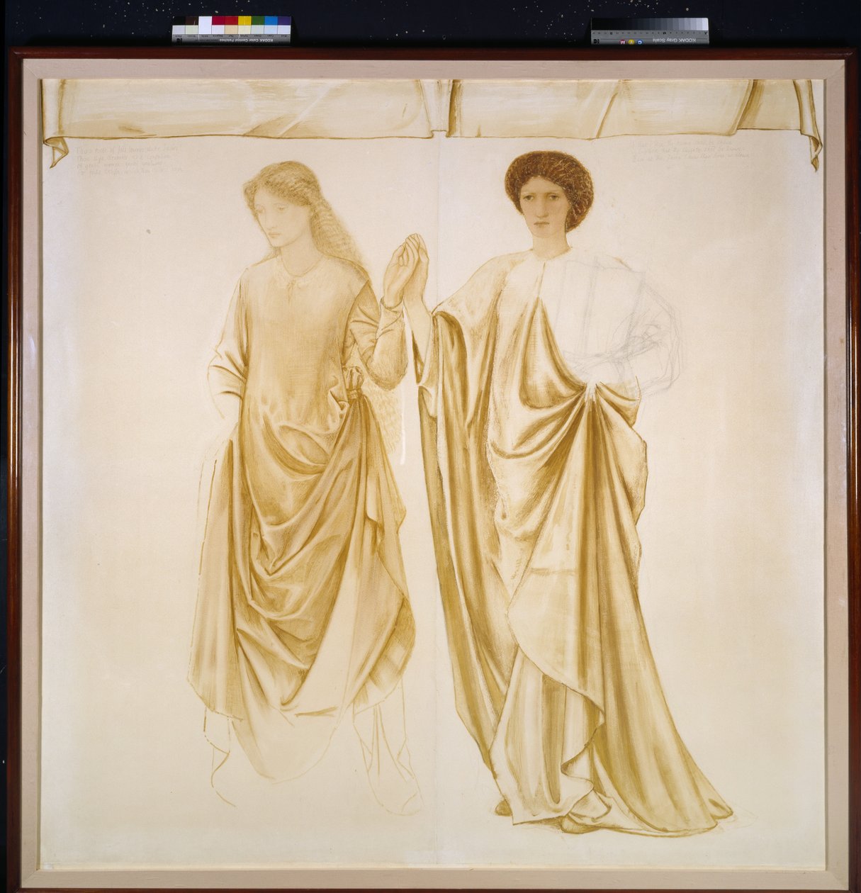 Jászon két felesége, 1872 előtt (akvarell és testfesték fekete kréta fölött, papír) alkotó: Edward Burne Jones