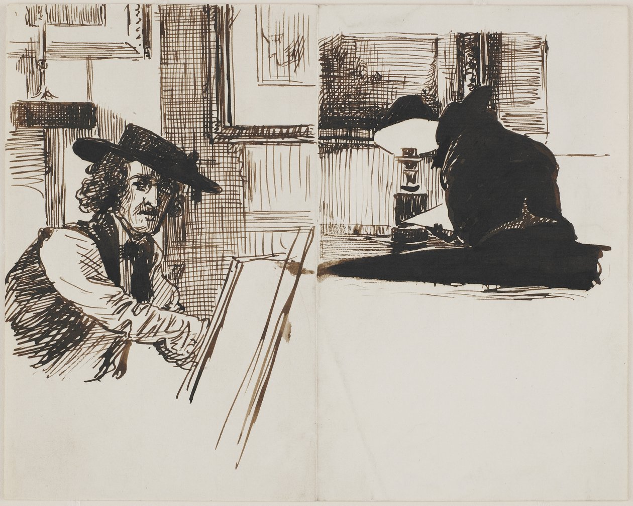 Két vázlat, 1860 (toll és tinta, papír) alkotó: Edward John Poynter