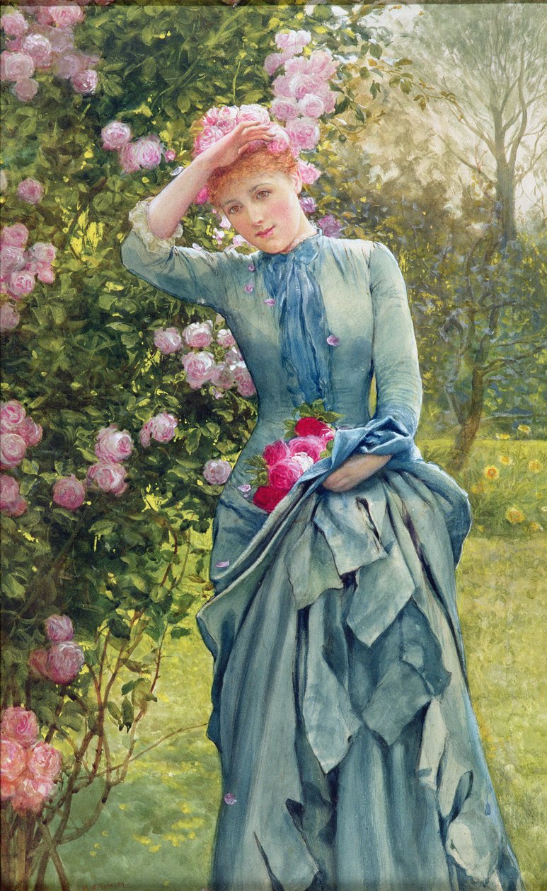 Rózsák gyűjtése, 1880 körül (akvarell, papír) alkotó: Edward Killingworth Johnson
