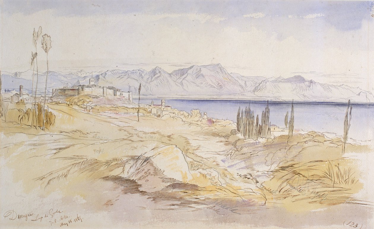 Desenzano, Garda-tó, 1867 (tinta és wc szőtt papíron) alkotó: Edward Lear