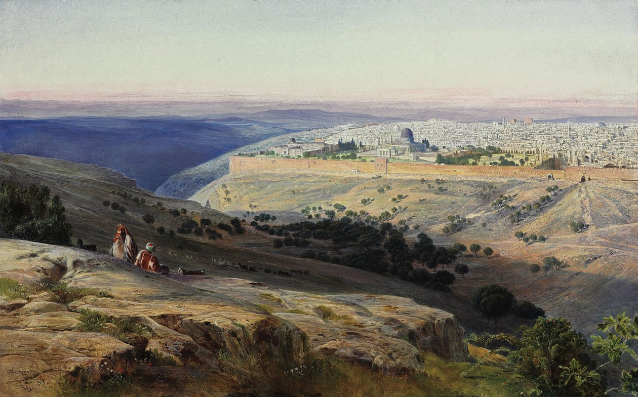 Jeruzsálem az Olajfák hegyéről, Napkelte alkotó: Edward Lear
