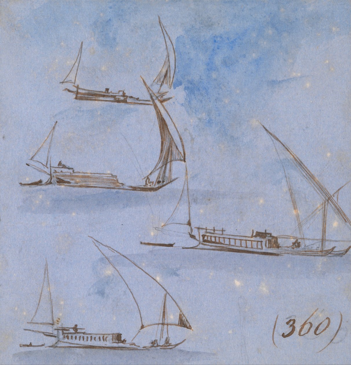 Hajók tanulmányozása a Níluson alkotó: Edward Lear