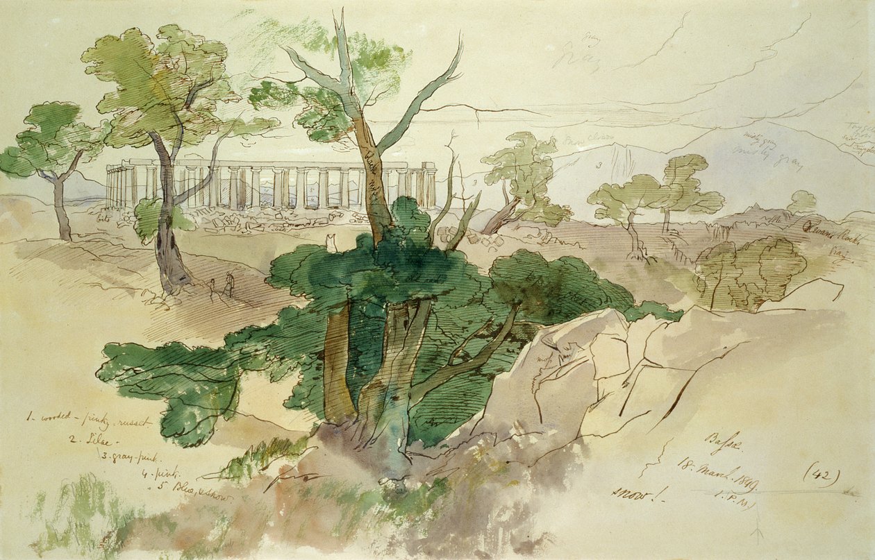Bassai templom, 1849 alkotó: Edward Lear