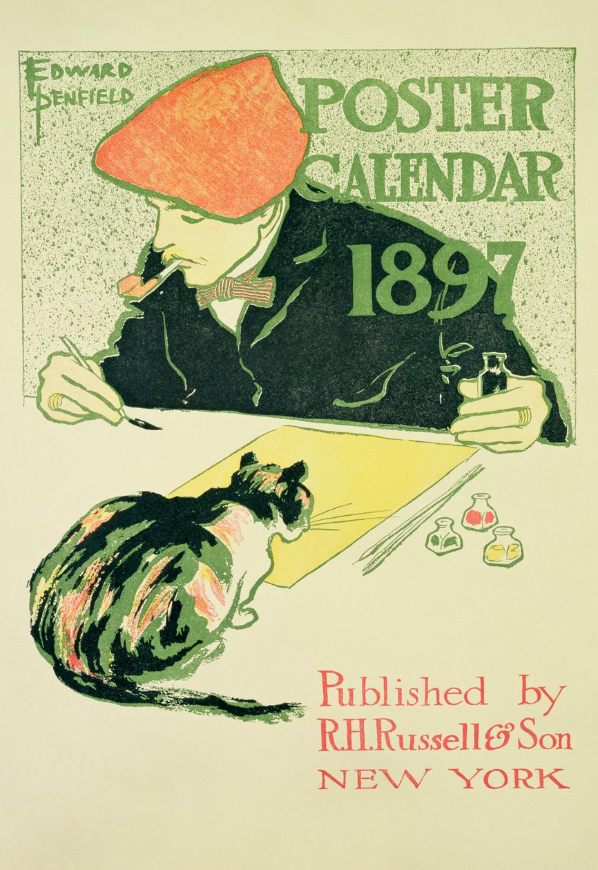 Plakát naptár, kocsma. R. H. Russell und Son, 1897 alkotó: Edward Penfield