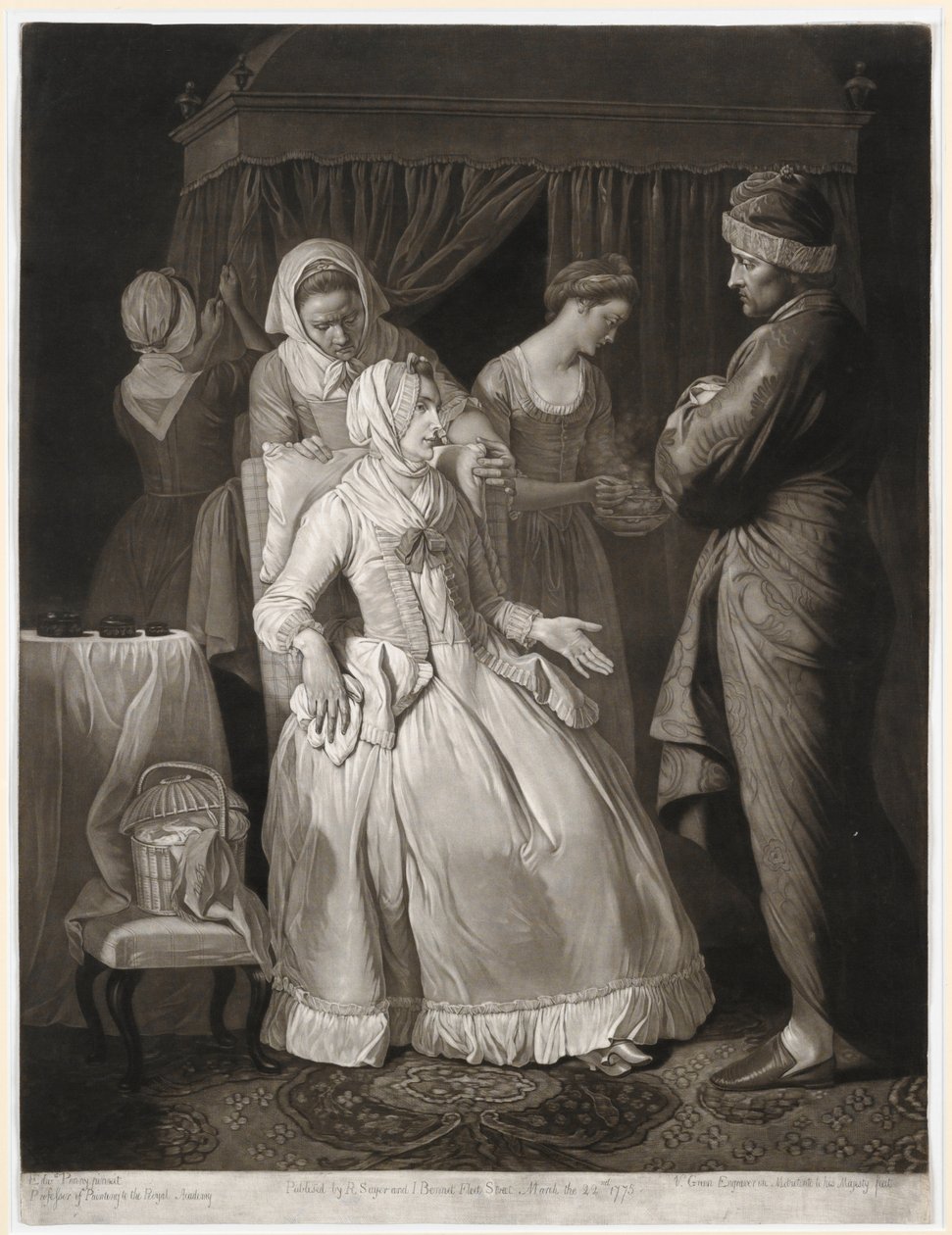 Az erényes, akit együttérzés és figyelem vigasztal, Valentine Green nyomata, 1775 (mezzotint) alkotó: Edward Penny
