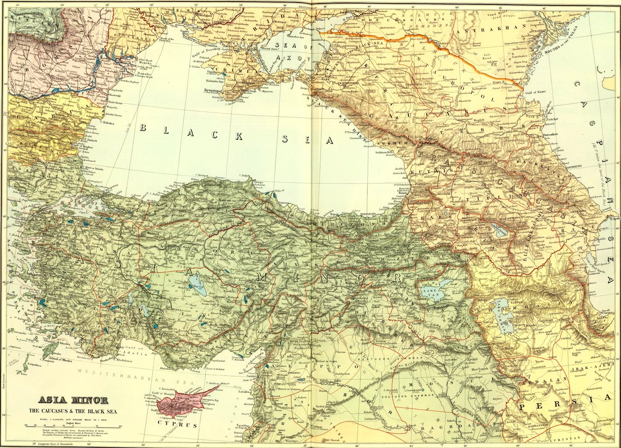 Kis -Ázsia, a Kaukázus és a Fekete -tenger. alkotó: Edward Stanford