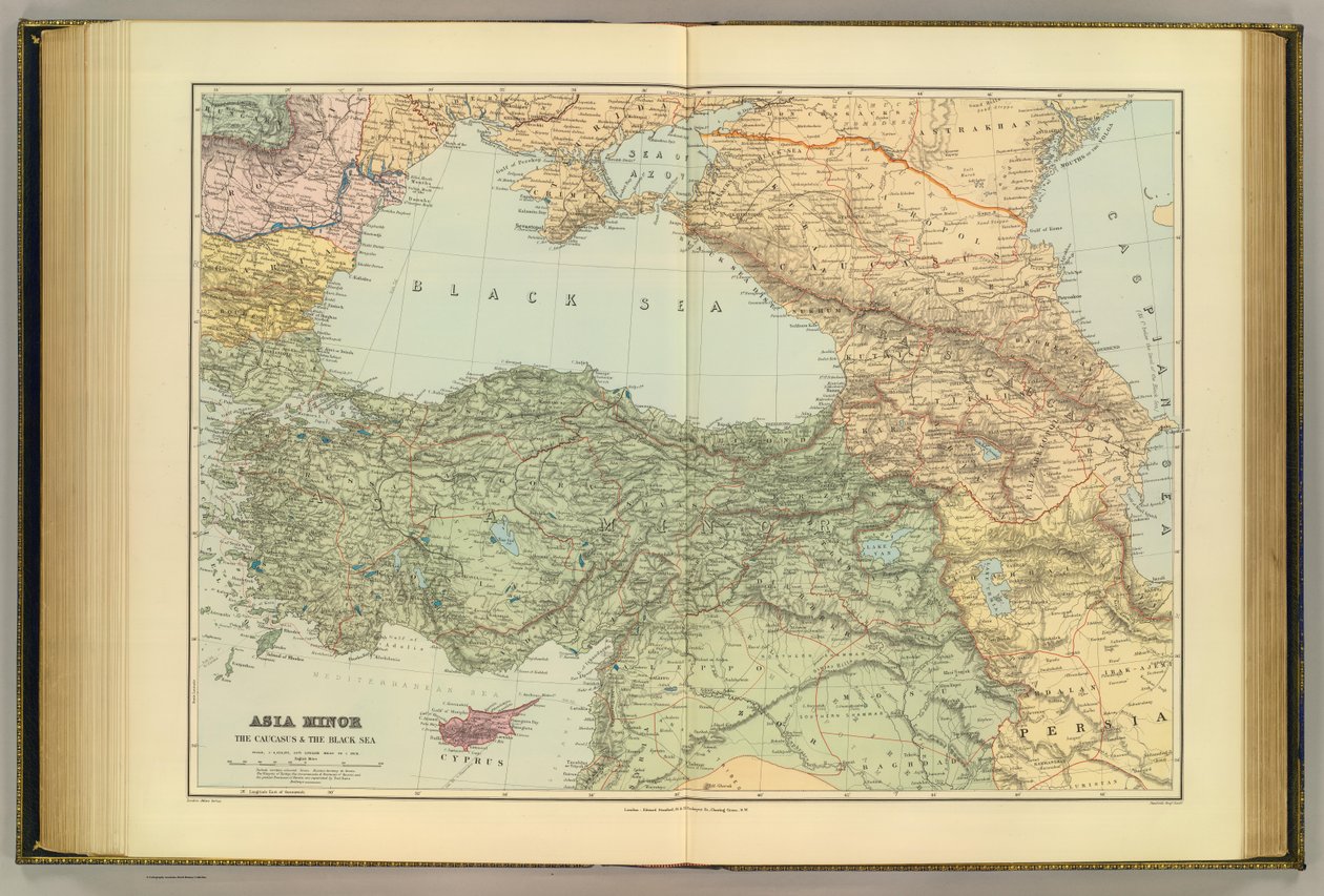 Kis -Ázsia, a Kaukázus és a Fekete -tenger. London atlasz sorozat. Stanford Geogl. Estabt. London alkotó: Edward Stanford