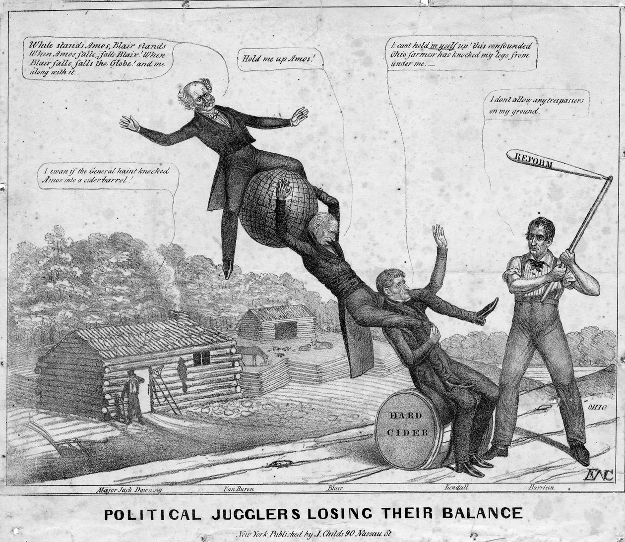 Political jugglers losing their balance, kiadta J Childs, New York, 1840 alkotó: Edward Williams Clay