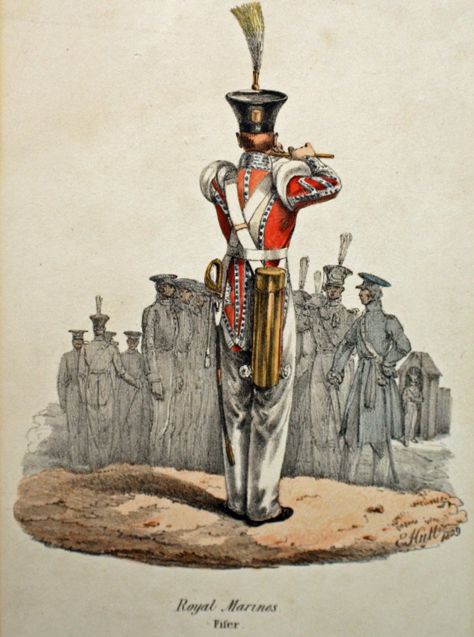 Royal Marines Fifer, 1829 körül (kézzel színezett litho) alkotó: Edward (after) Hull
