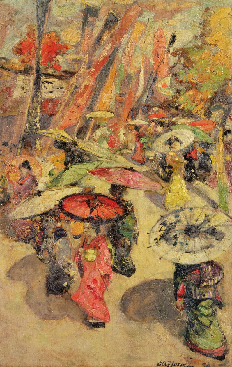 Utcai jelenet, Tokió alkotó: Edward Atkinson Hornel