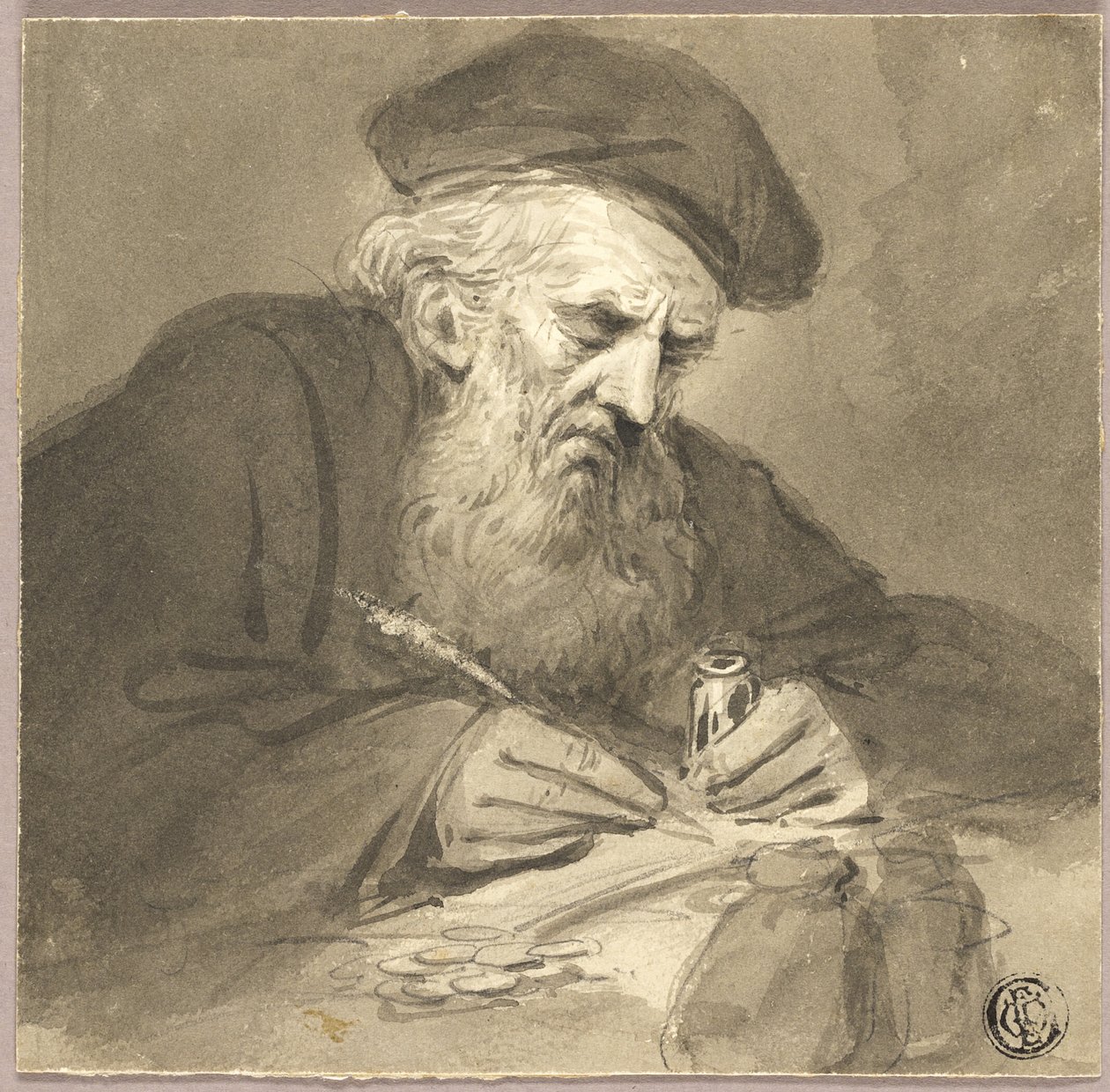 Szakállas tudós írás alkotó: Edward Bird