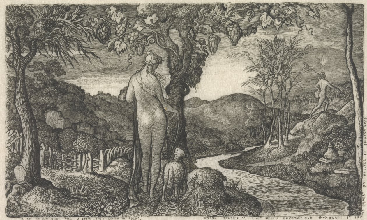 A menyasszony, 1828 (vonalas metszet) alkotó: Edward Calvert