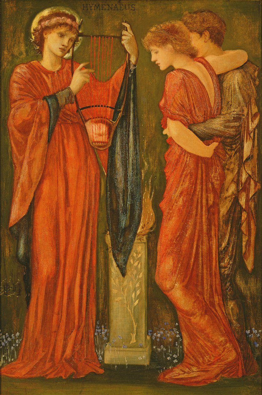 Hymenaeus (olaj és aranylevél a panelen) alkotó: Edward Coley Burne Jones