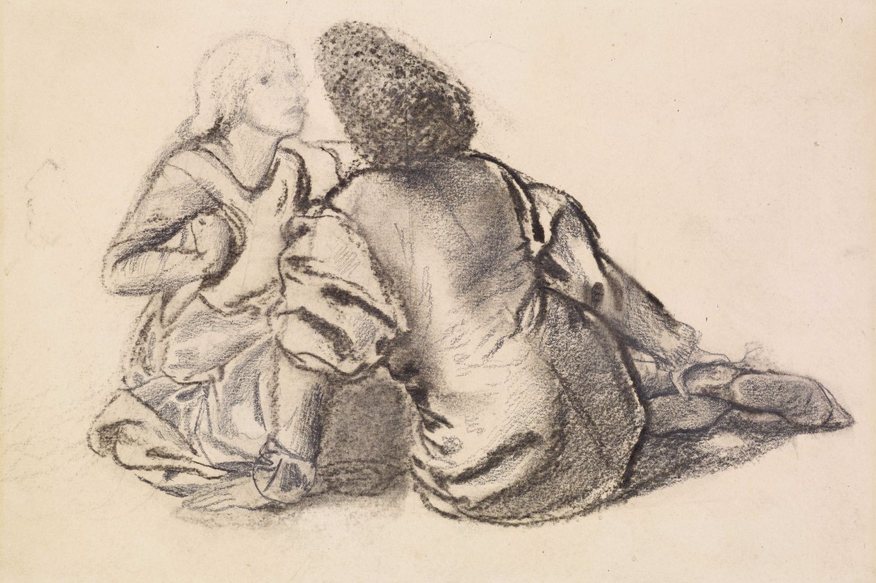 Idill (szén papíron) alkotó: Edward Burne Jones