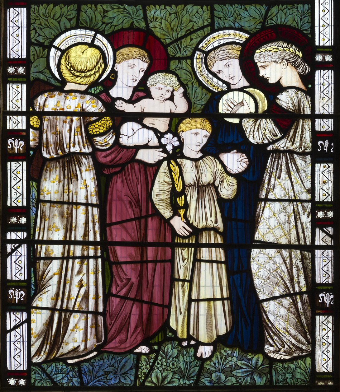 Anyák és gyerekek, 1865 (festett üveg) alkotó: Edward Burne Jones
