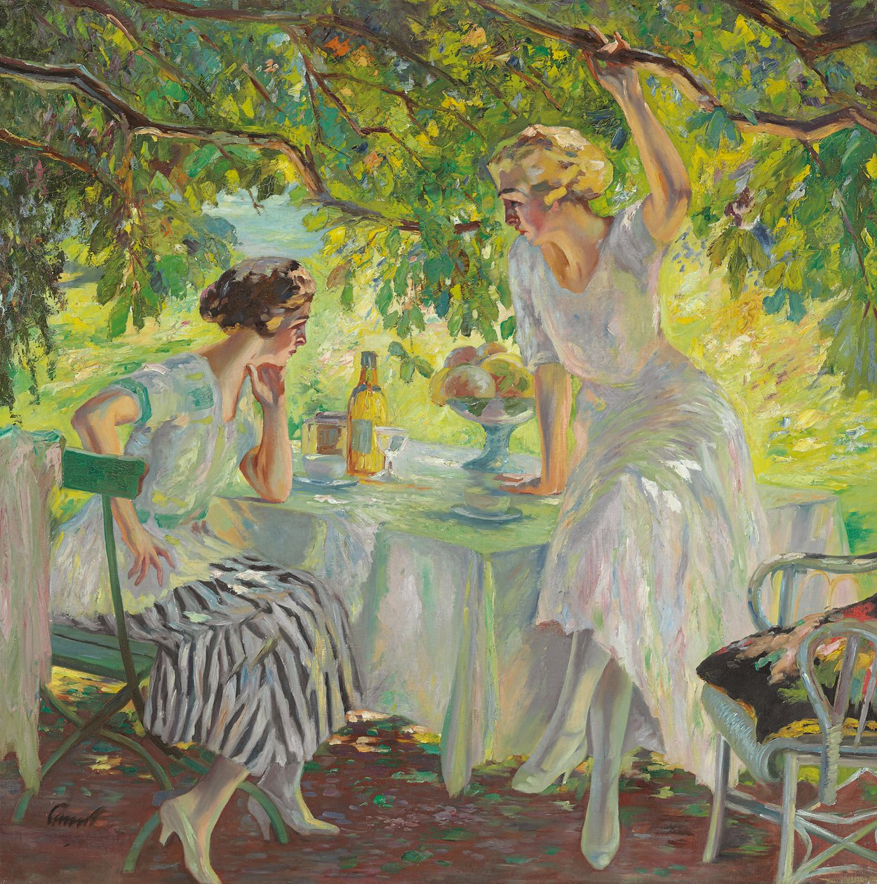 Délutáni tea (olaj, vászon) alkotó: Edward Cucuel