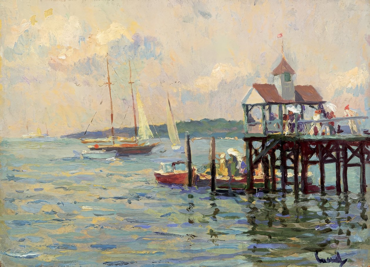 Móló a tavon alkotó: Edward Cucuel
