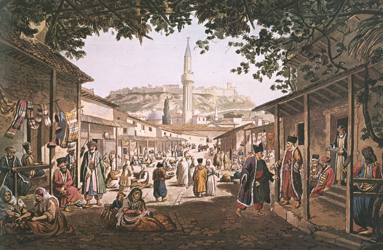 Görög: Az athéni bazár alkotó: Edward Dodwell