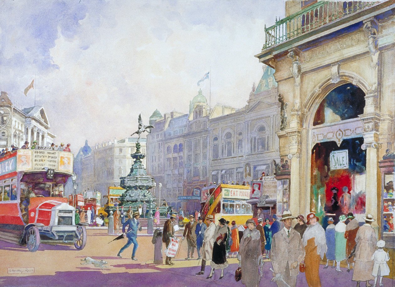 „Piccadilly Circus”, 1920 alkotó: Edward Harry Handley Read