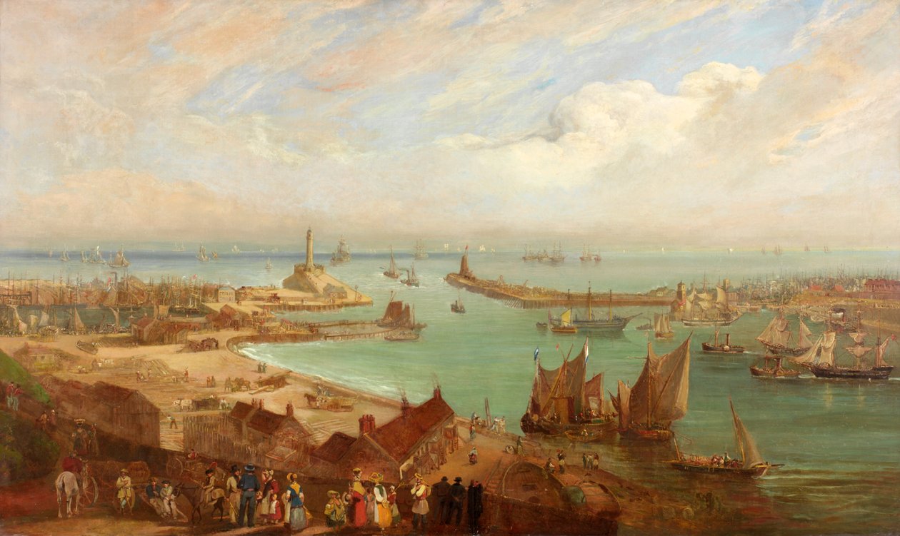 Sunderland kikötő Rokertől, 1850 körül – 1855 körül alkotó: Edward Hastings