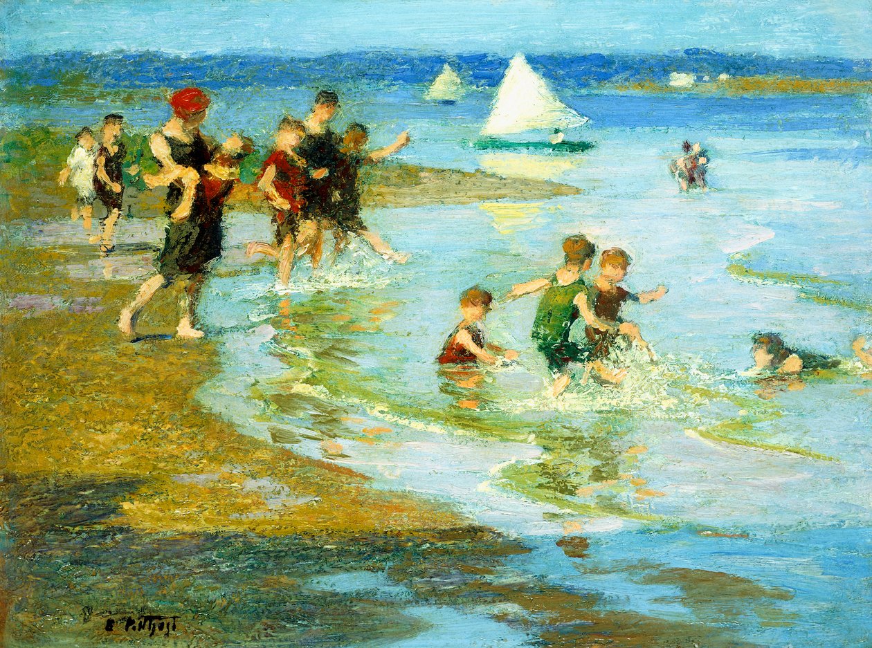 Gyerekek játszanak a tengerparton, alkotó: Edward Henry Potthast