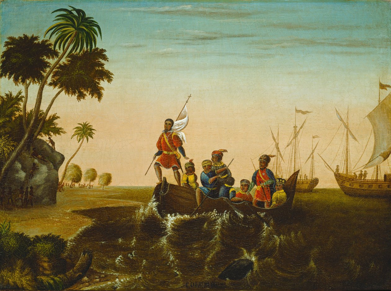 Kolumbusz partraszállása alkotó: Edward Hicks