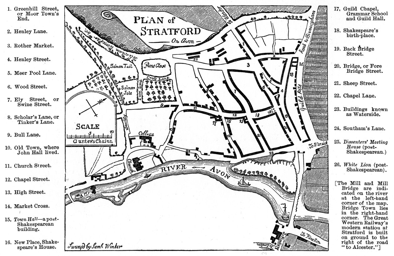 Stratford-upon-Avon térképe, Warwickshire, 1759-1885. alkotó: Edward Hull