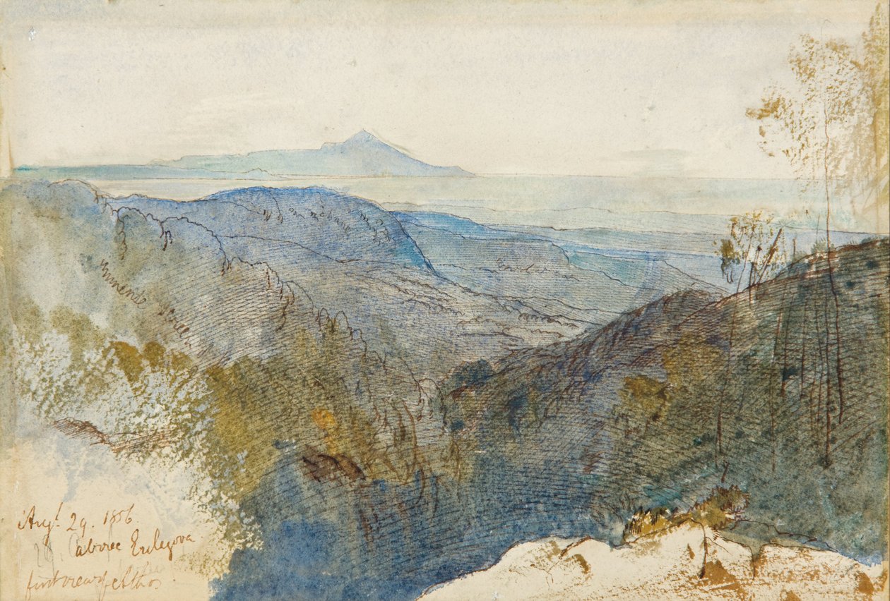 Az Athos-hegy távoli látképe alkotó: Edward Lear