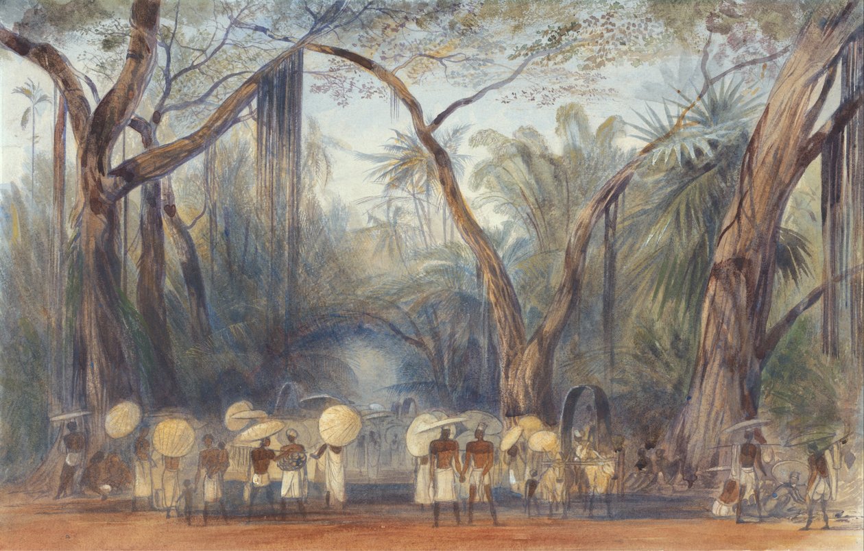 Coolies az úton Kalicut közelében, Malabarban alkotó: Edward Lear