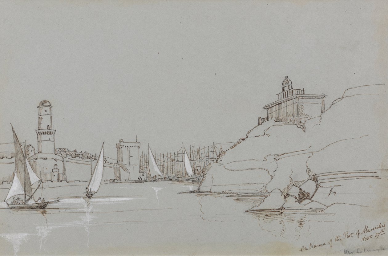 A marseille-i kikötő bejárata alkotó: Edward Lear