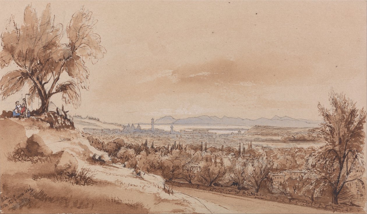 Nizza a Genovai út felől alkotó: Edward Lear