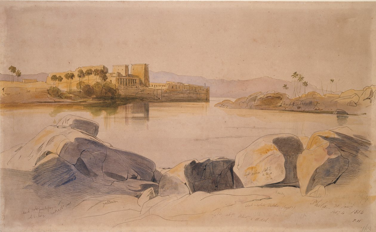 Philae, Egyiptom, 1854 alkotó: Edward Lear