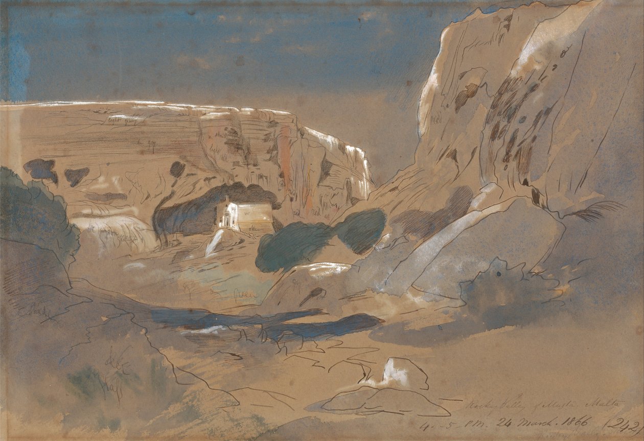 Mosta sziklás völgye, Málta alkotó: Edward Lear