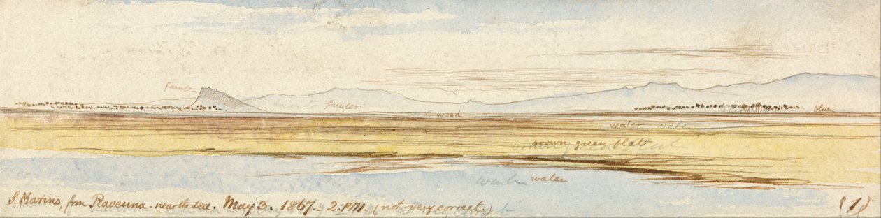 San Marino Ravenna felől alkotó: Edward Lear