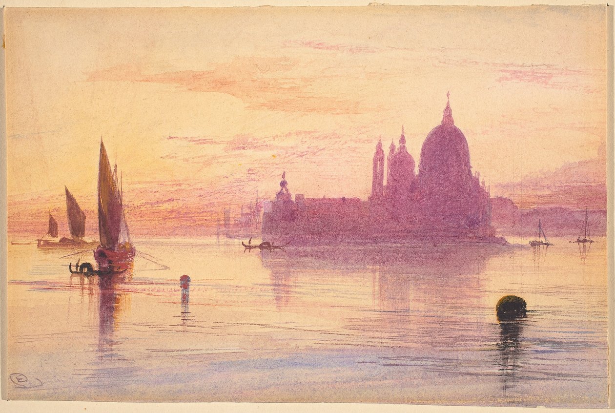 Santa Maria della Salute, Velence, naplementekor alkotó: Edward Lear