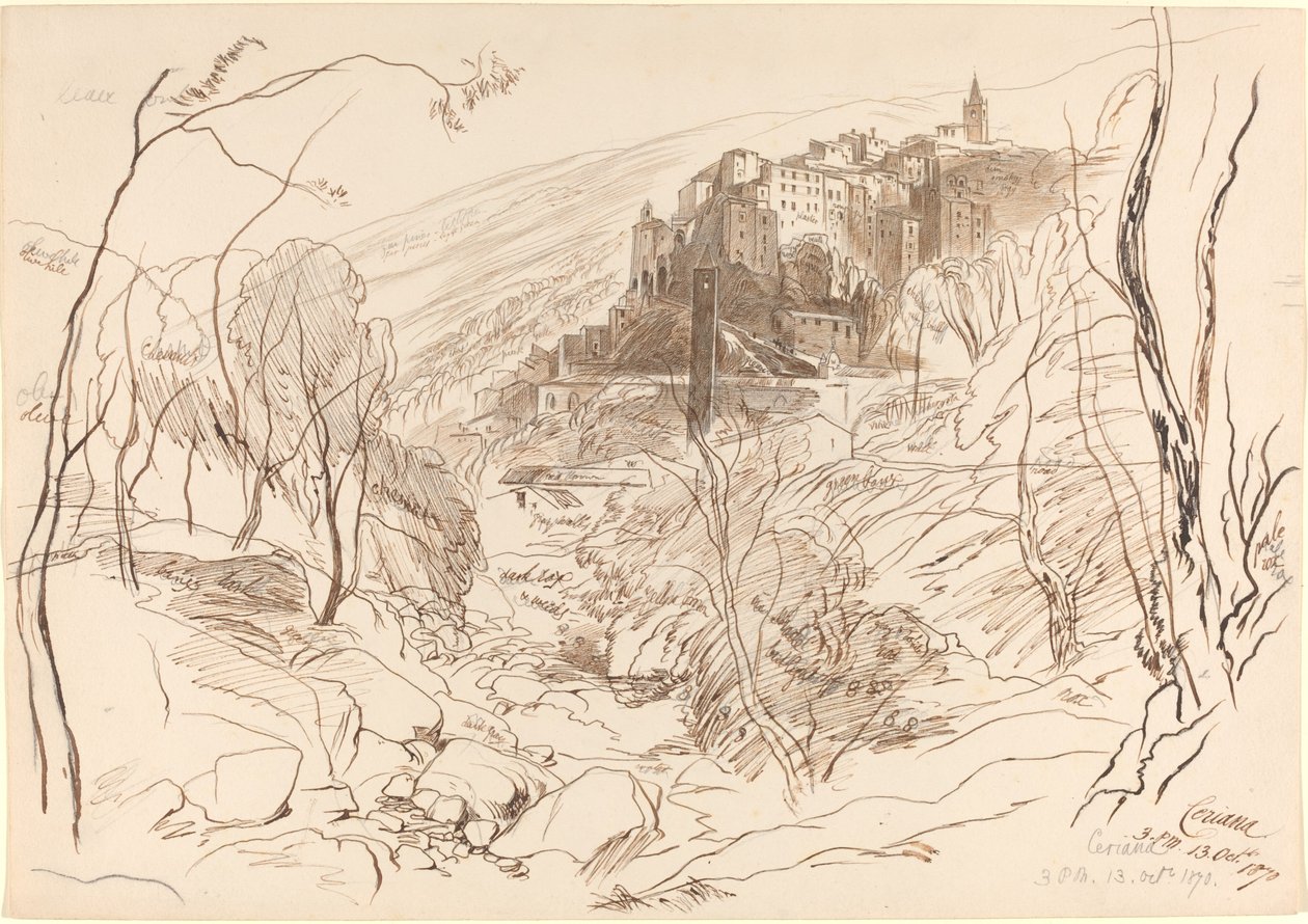 Ceriana látképe, 1870. alkotó: Edward Lear