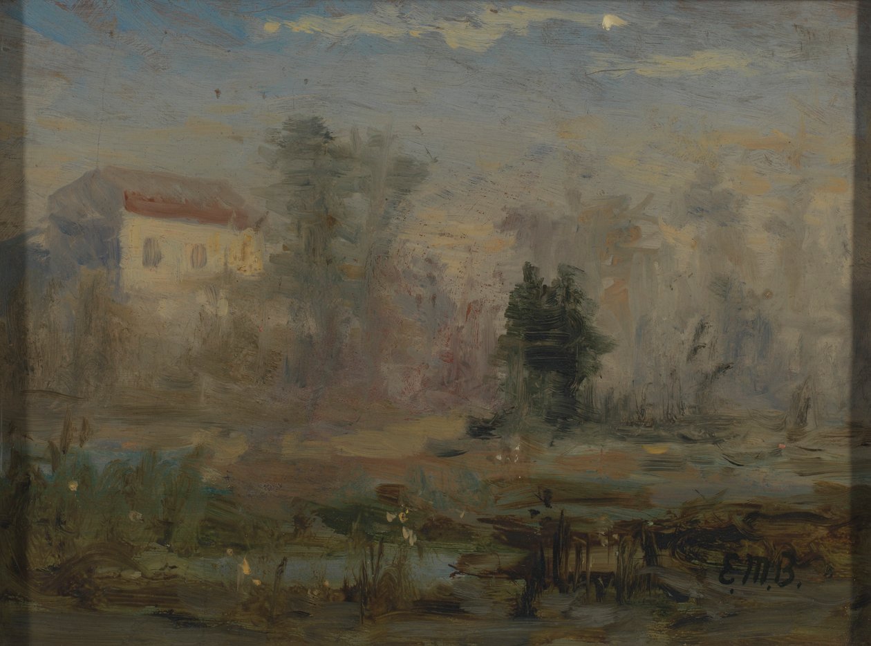 Cím nélkül (tájkép házzal a háttérben) alkotó: Edward Mitchell Bannister