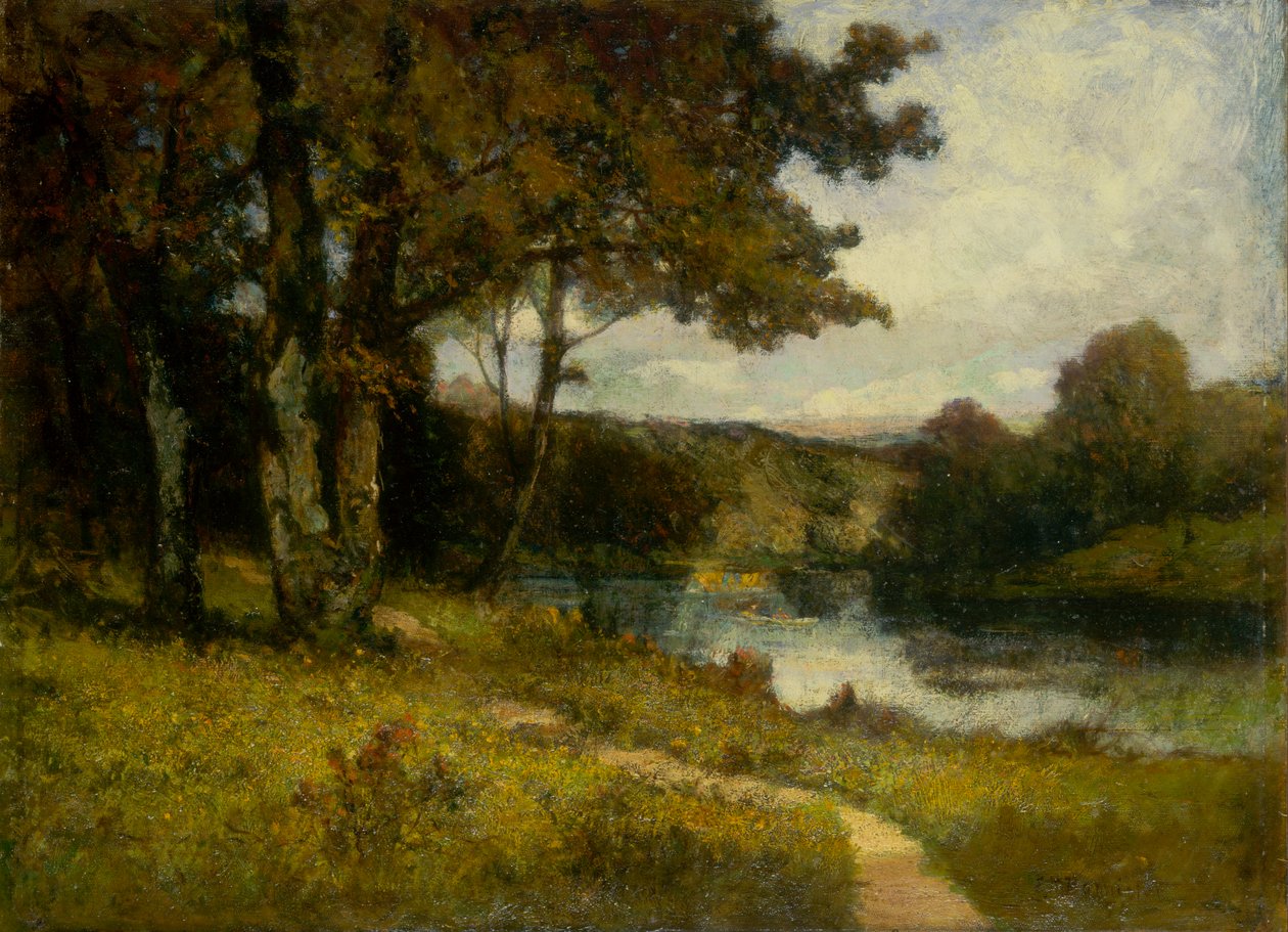 Névtelen táj, fák a folyó mellett, 1891. alkotó: Edward Mitchell Bannister