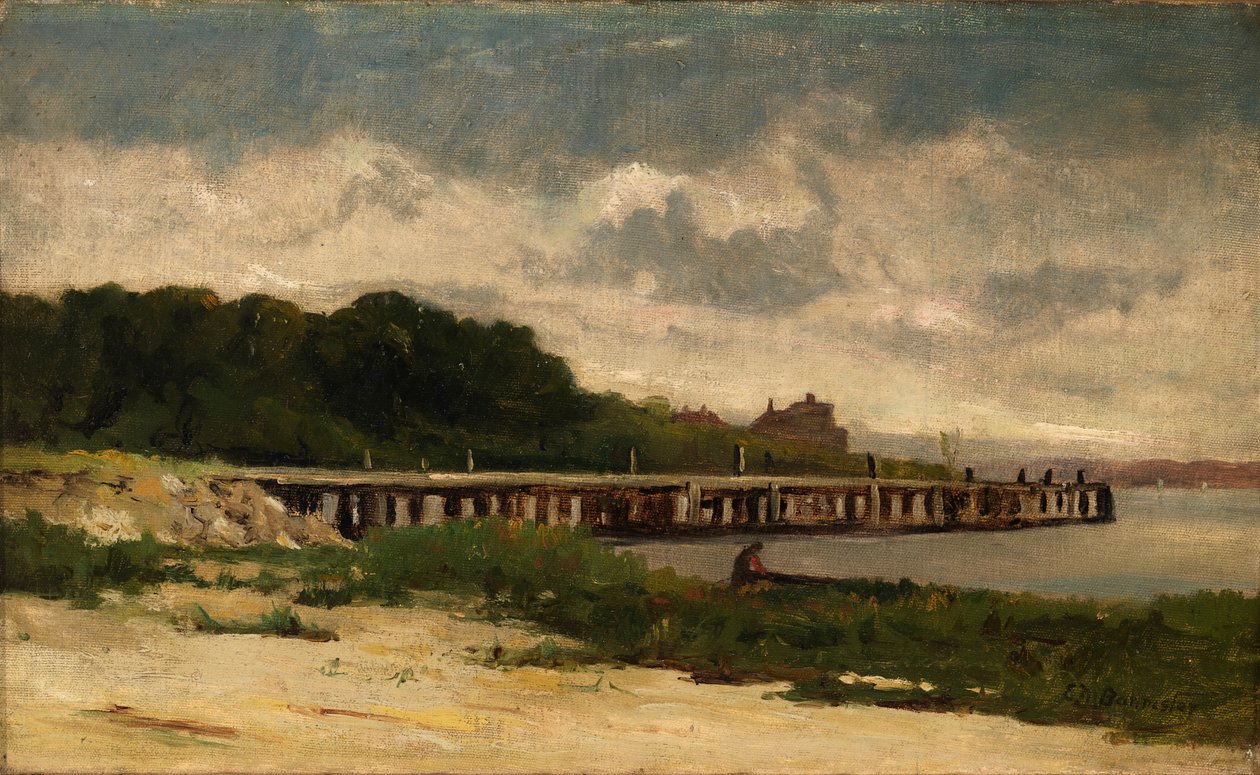 Cím nélküli táj mólóval, n.d. alkotó: Edward Mitchell Bannister