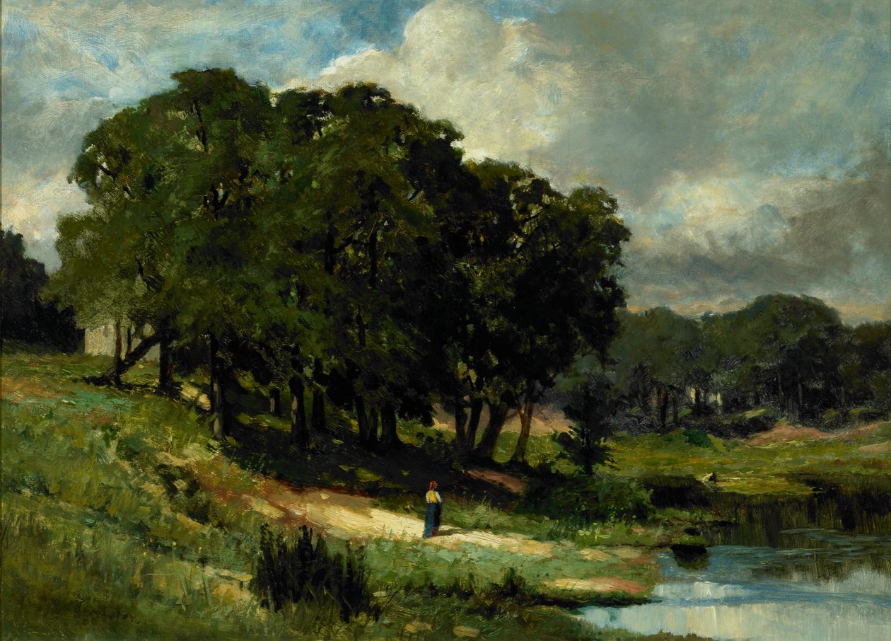 Nő egy tó közelében állt alkotó: Edward Mitchell Bannister