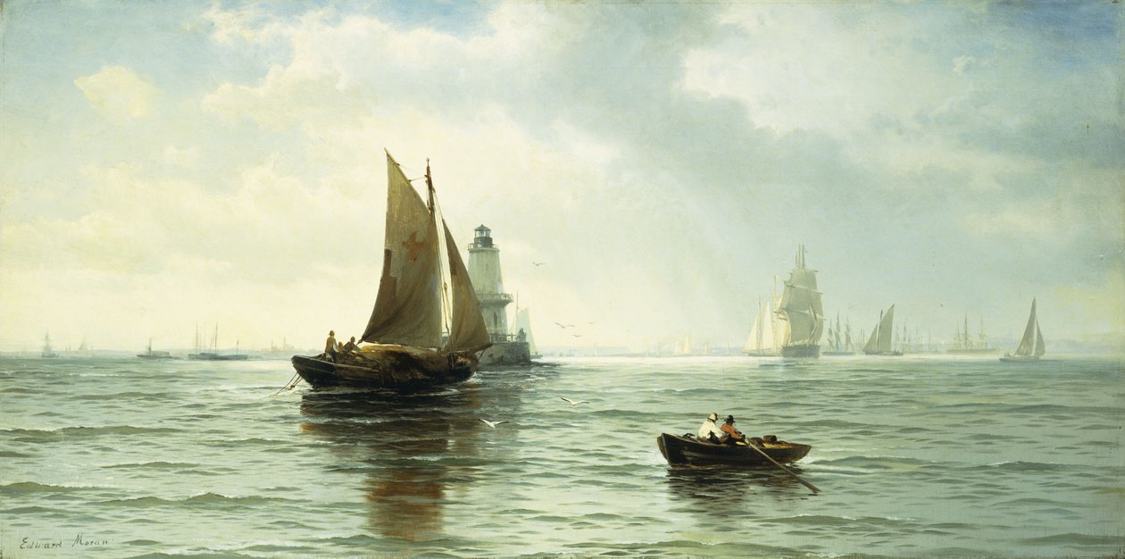 A világítótorony körül, alkotó: Edward Moran