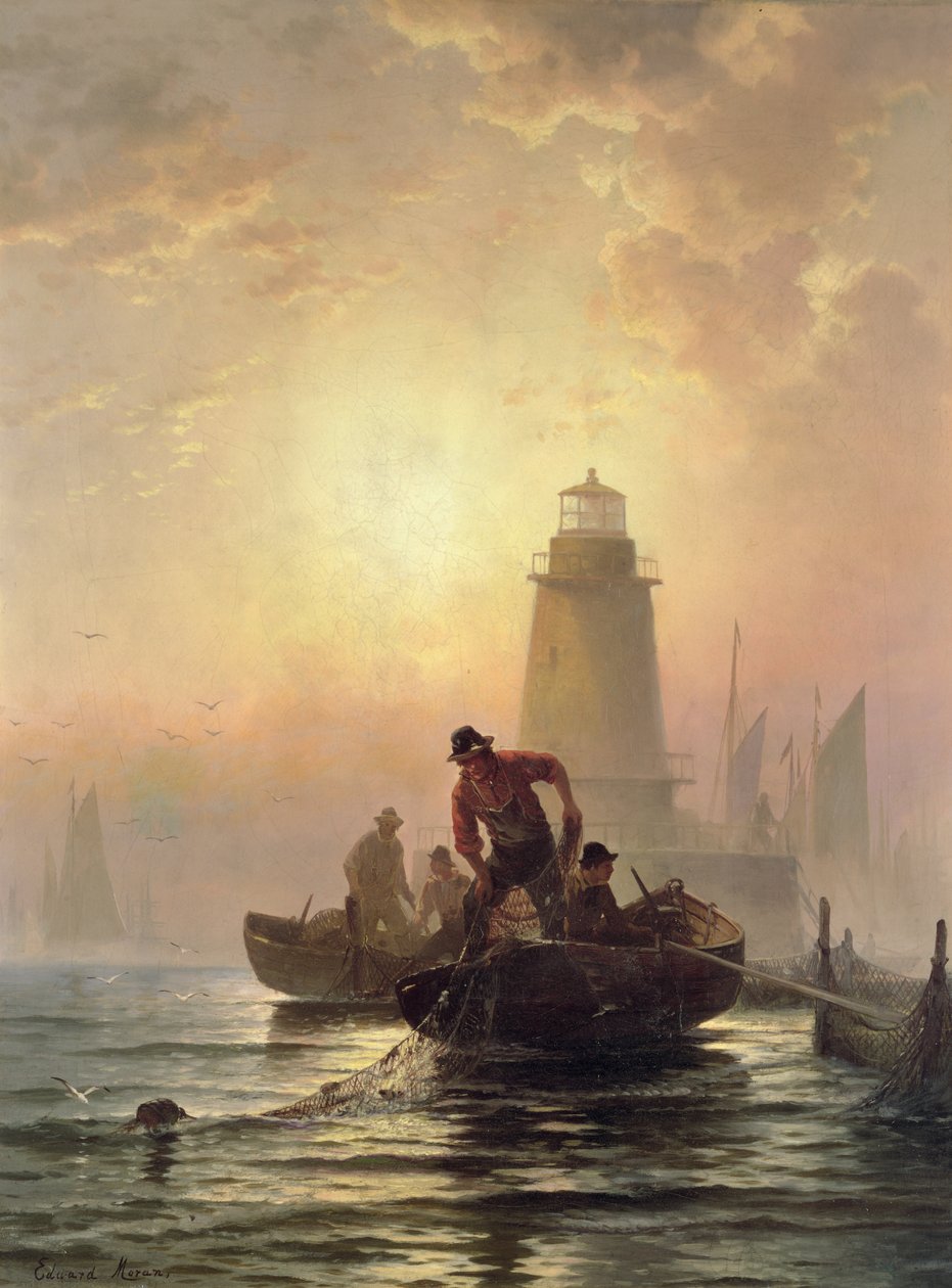 Fish Pond, Orient Bay, Long Island alkotó: Edward Moran