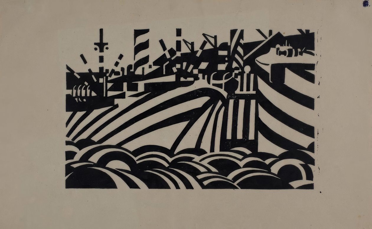 Dock-Szene alkotó: Edward Wadsworth