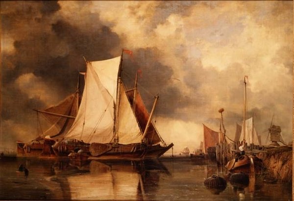 Zátonyra futott halászhajók a Schelde partján alkotó: Edward William Cooke
