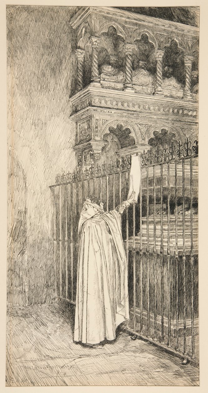 Claudio (egy tekercsből olvas): alkotó: Edwin Austin Abbey