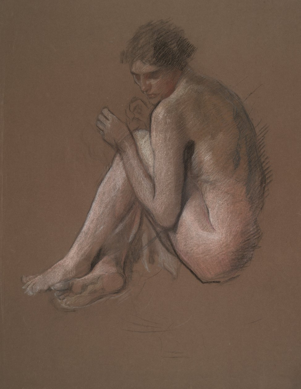 Ülő meztelen női alak. alkotó: Edwin Austin Abbey