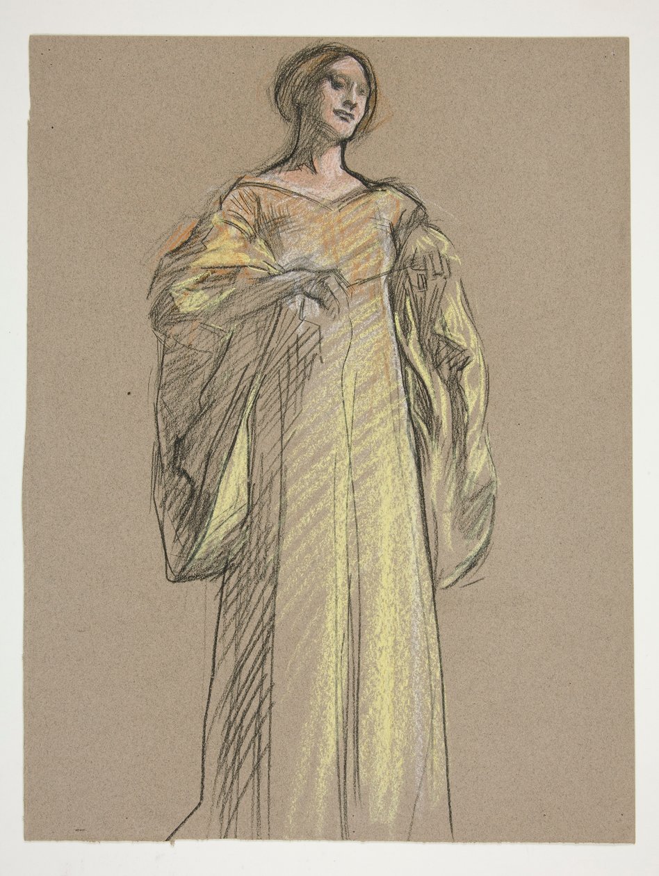Tanulmány a Fiametta számára alkotó: Edwin Austin Abbey