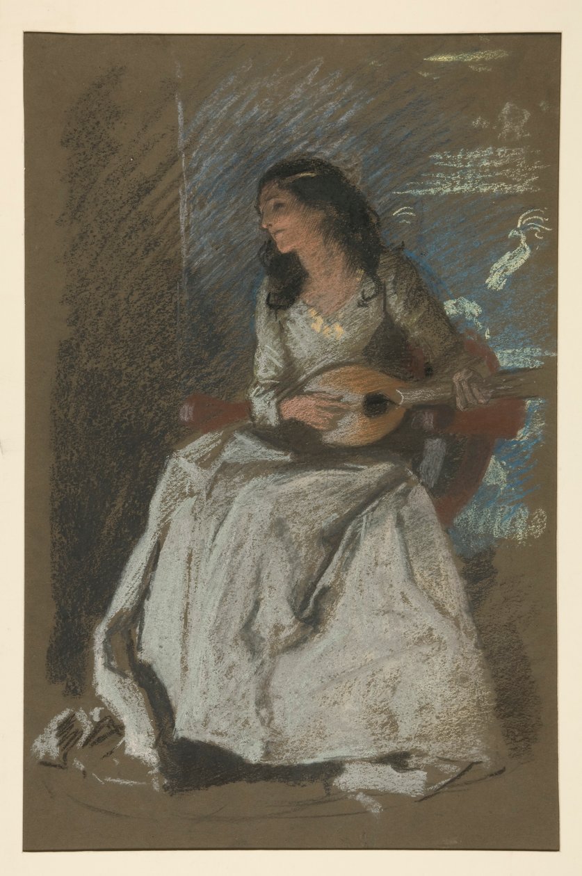 Tanulmány egy mandolin játszó hölgyről alkotó: Edwin Austin Abbey