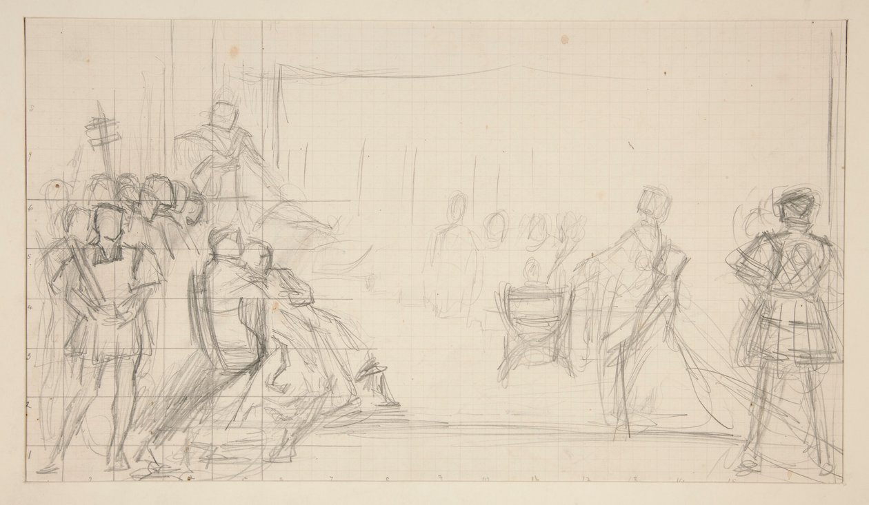 Katalin királynő tárgyalása, tanulmány alkotó: Edwin Austin Abbey